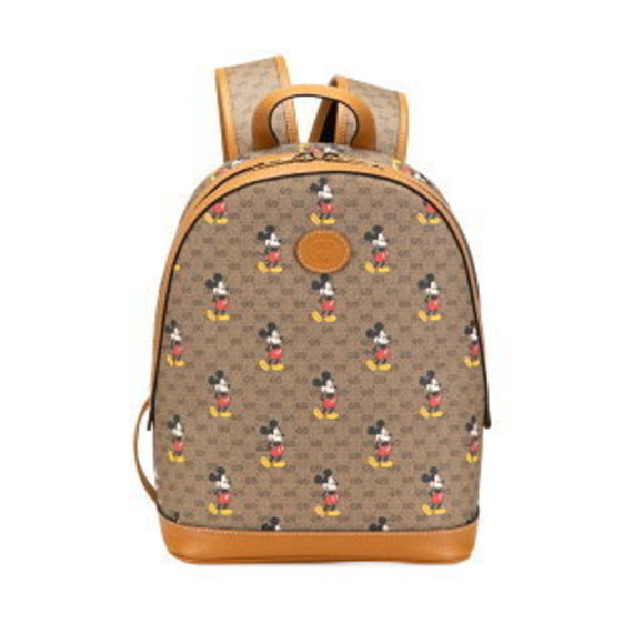 Gucci Disney GG Supreme Mickey Mouse Backpack Brown Leather - Picture 1 of 8